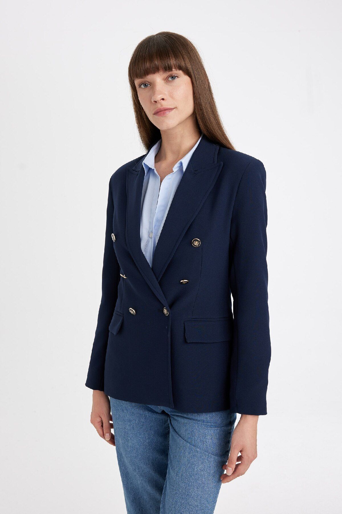 Oversize Geniş Kalıp Gömlek Yaka Düğmeli Basic Düz Blazer Ceket D3155ax24au Oversize Geniş Kalıp Gömlek Yaka Düğmeli Basic Düz Blazer Ceket D3155ax24au