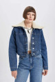 Suni Kürk Yakalı Jean Ceket A9232ax23au Suni Kürk Yakalı Jean Ceket A9232ax23au