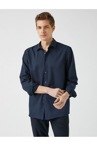 Spor Gömlek Mikro Desenli Slim Fit Non Iron