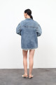 Kadın Taş Detaylı Denim Ceket Mavi Kadın Taş Detaylı Denim Ceket Mavi