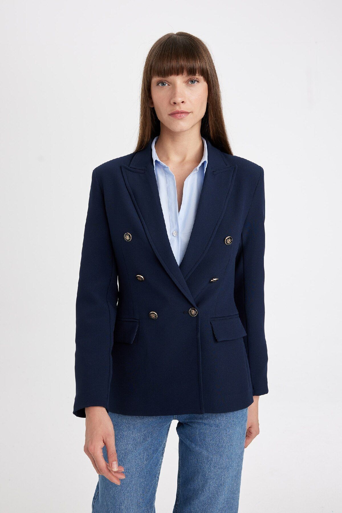 Oversize Geniş Kalıp Gömlek Yaka Düğmeli Basic Düz Blazer Ceket D3155ax24au Oversize Geniş Kalıp Gömlek Yaka Düğmeli Basic Düz Blazer Ceket D3155ax24au