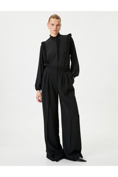 Şifon Gömlek Balon Kollu Fırfırlı Düğmeli Regular Fit