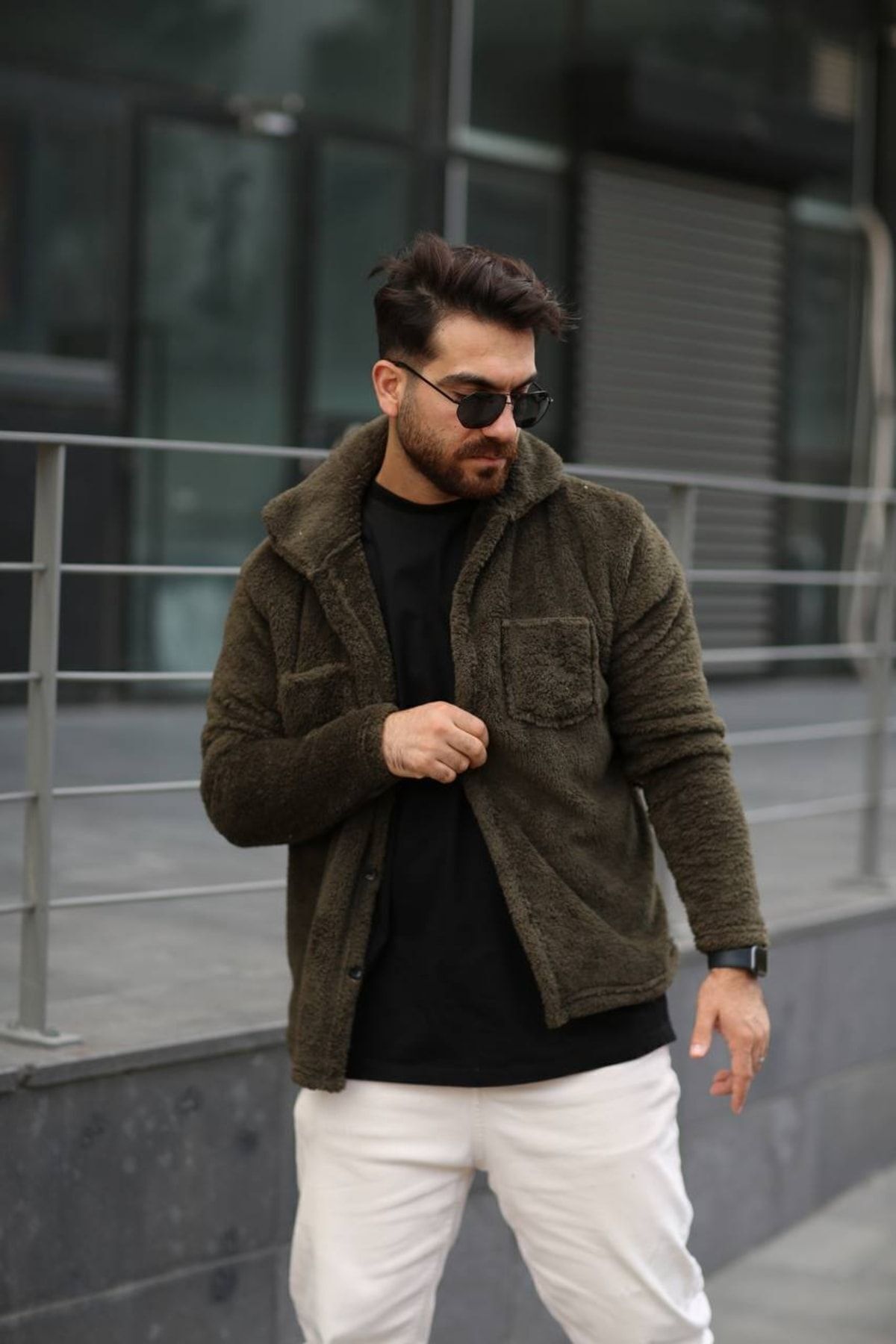 Pelüş Ceket Unisex Normal Kalıp Cep Detaylı Pelüş Ceket Unisex Normal Kalıp Cep Detaylı