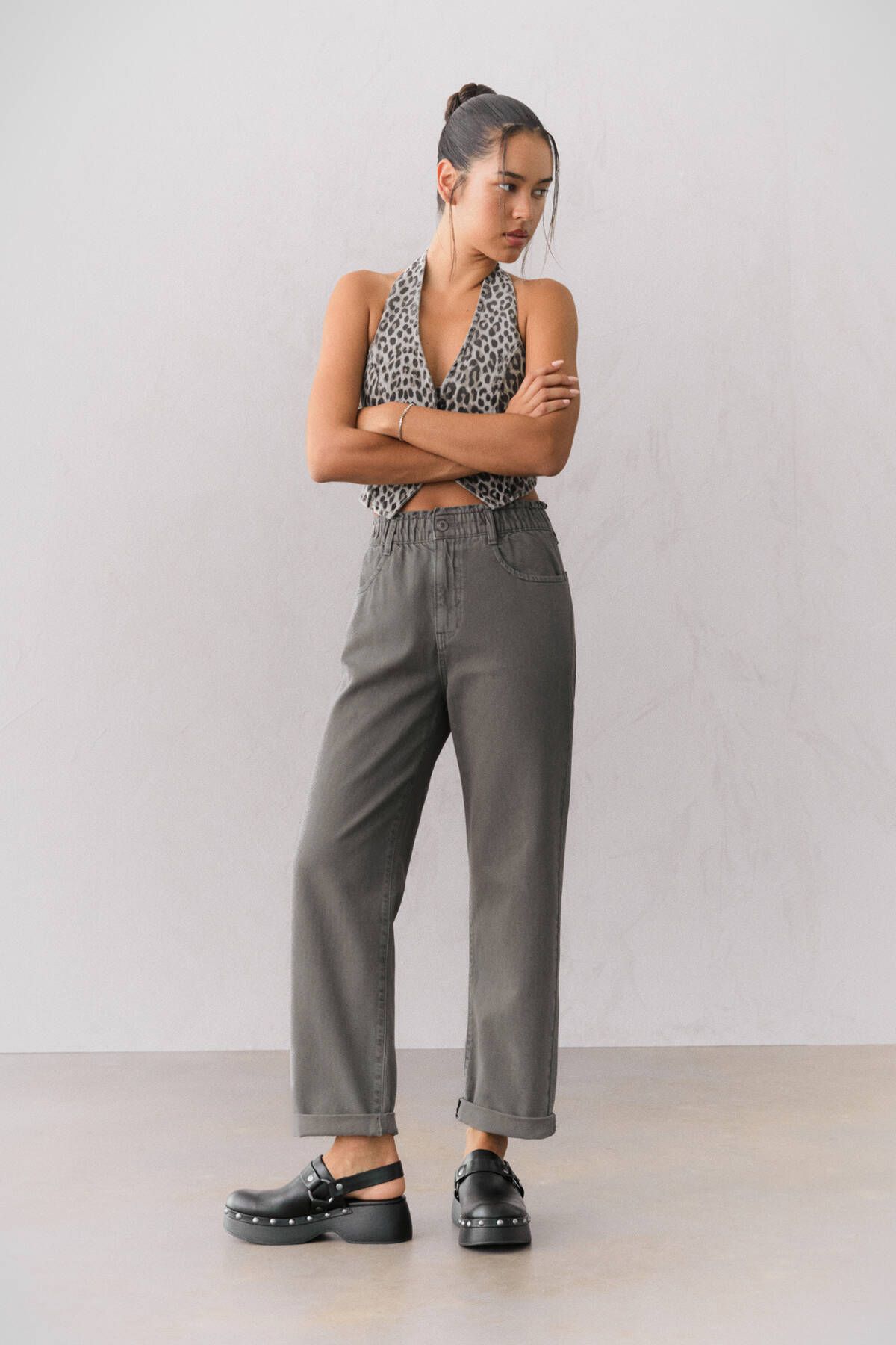 Straight fit paperbag pantolon Straight fit paperbag pantolon
