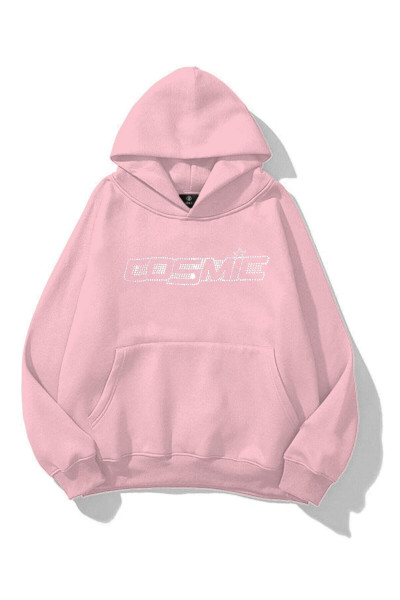 Unisex Cosmic Taş Baskılı Sweatshirt Pembe
