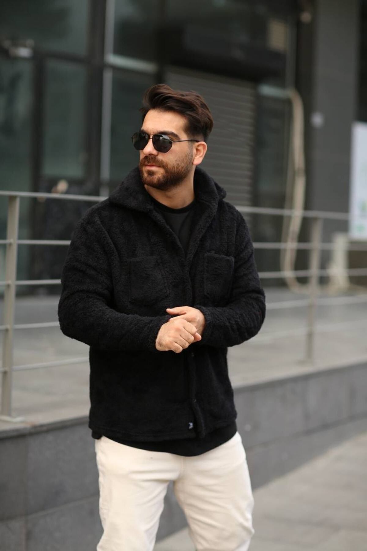 Pelüş Ceket Unisex Normal Kalıp Cep Detaylı Pelüş Ceket Unisex Normal Kalıp Cep Detaylı