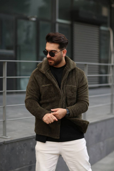 Pelüş Ceket Unisex Normal Kalıp Cep Detaylı Pelüş Ceket Unisex Normal Kalıp Cep Detaylı