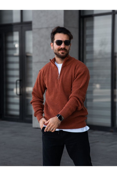 Unisex Yarım Fermuarlı Triko Kazak Unisex Yarım Fermuarlı Triko Kazak