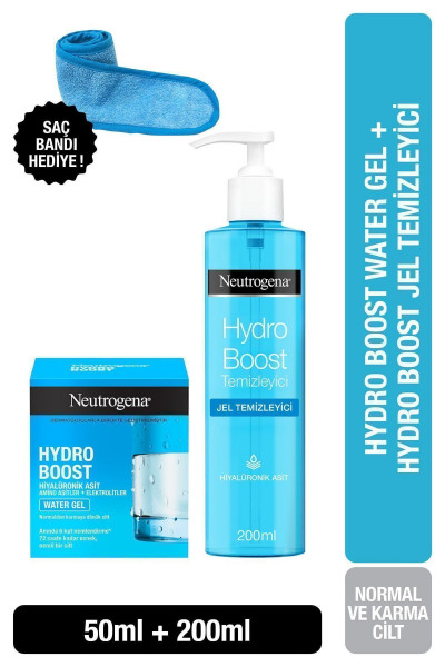 Hydro Boost Water Gel Temizleyici + Nemlendirici Normal Ciltler Için + Saç Bandı Hydro Boost Water Gel Temizleyici + Nemlendirici Normal Ciltler Için + Saç Bandı