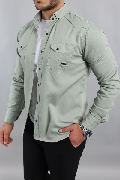 Yxc Slim Fit Erkek Dar Kesim Pamuklu Kot Gömlek Su Yeşili Yxc Slim Fit Erkek Dar Kesim Pamuklu Kot Gömlek Su Yeşili