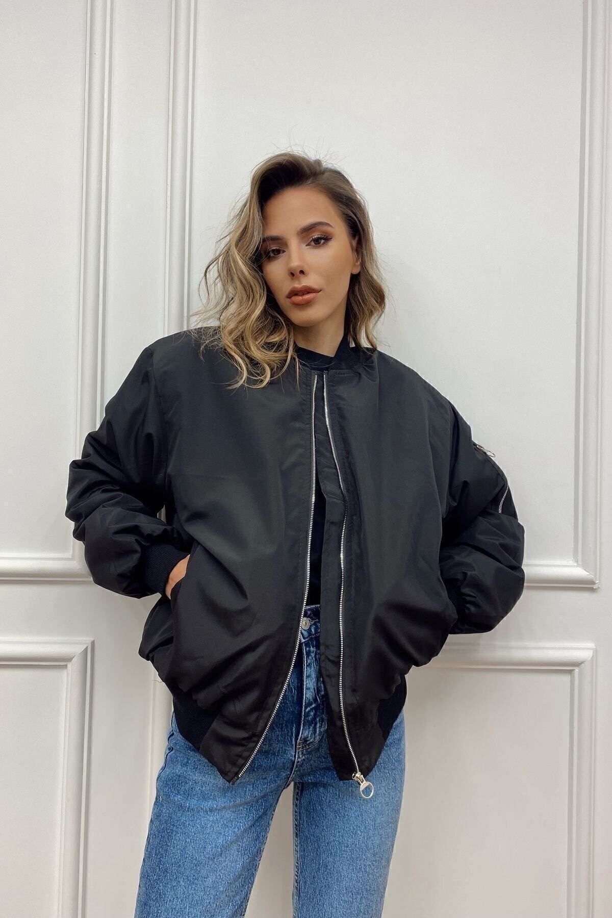 Siyah Bomber Ceket Siyah Bomber Ceket