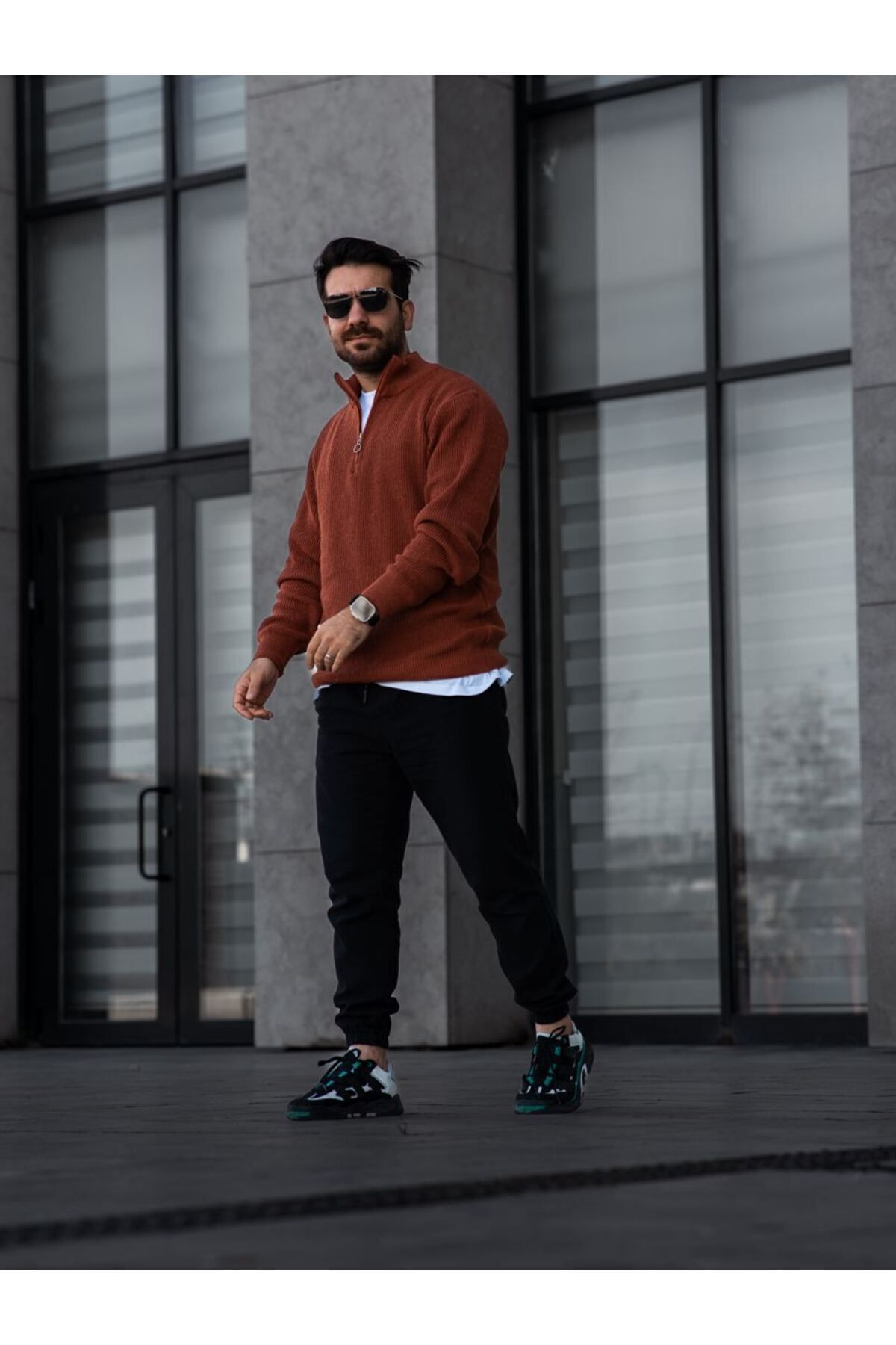 Unisex Yarım Fermuarlı Triko Kazak Unisex Yarım Fermuarlı Triko Kazak
