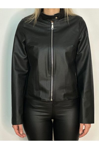 Yeni Sezon Siyah Düz Deri Ceket Yeni Sezon Siyah Düz Deri Ceket