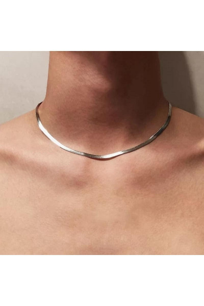 Paslanmaz Çelik Italyan Ezme Zincir Unisex Kolye Silver 4 Mm Paslanmaz Çelik Italyan Ezme Zincir Unisex Kolye Silver 4 Mm