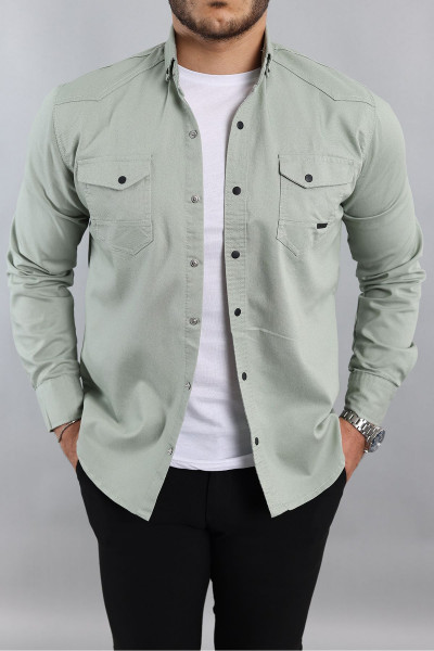 Yxc Slim Fit Erkek Dar Kesim Pamuklu Kot Gömlek Su Yeşili Yxc Slim Fit Erkek Dar Kesim Pamuklu Kot Gömlek Su Yeşili