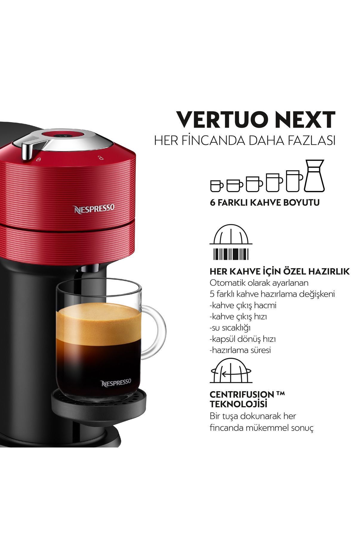 Vertuo Next C Red Kapsül Kahve Makinesi Vertuo Next C Red Kapsül Kahve Makinesi