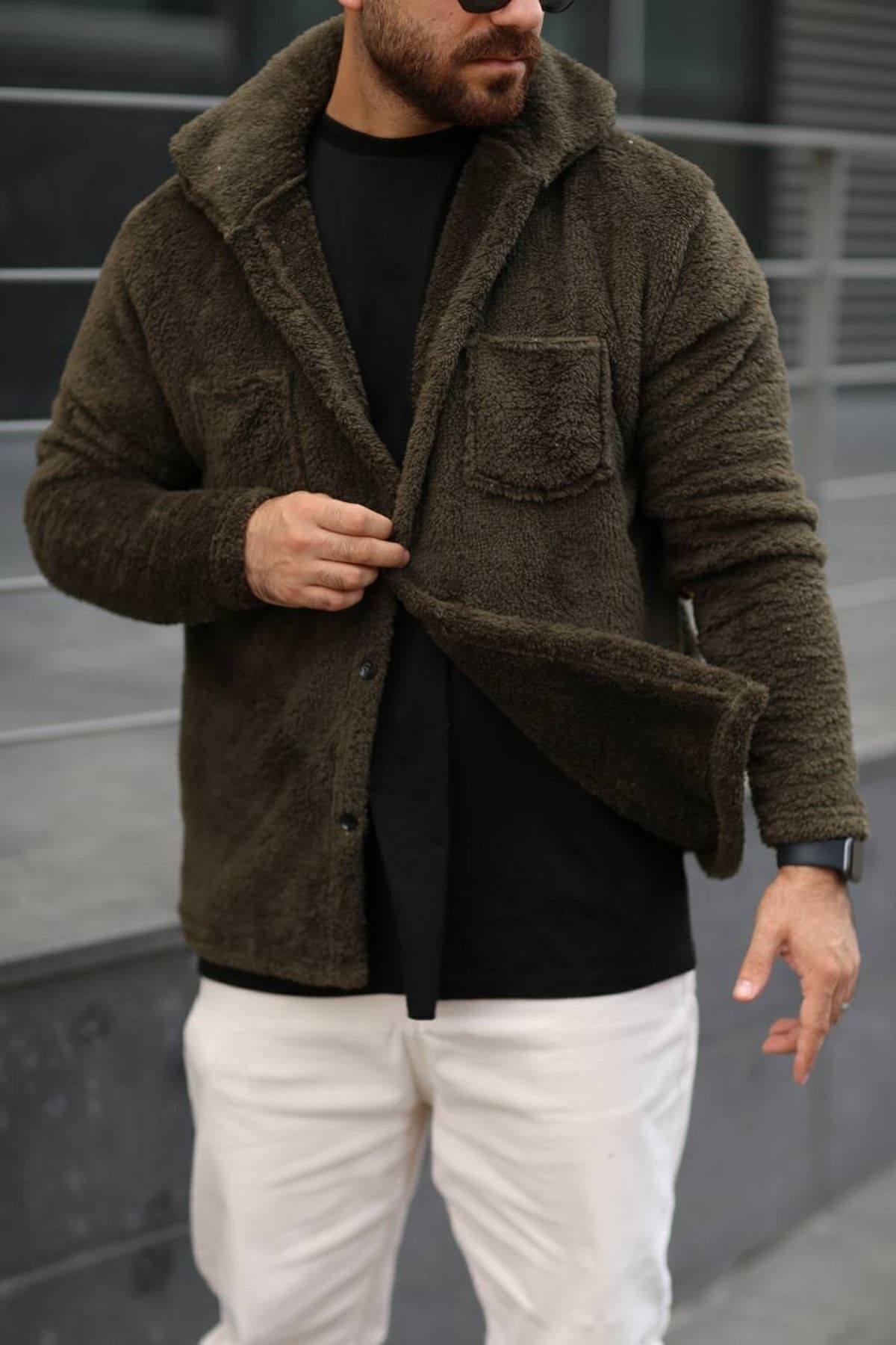 Pelüş Ceket Unisex Normal Kalıp Cep Detaylı Pelüş Ceket Unisex Normal Kalıp Cep Detaylı