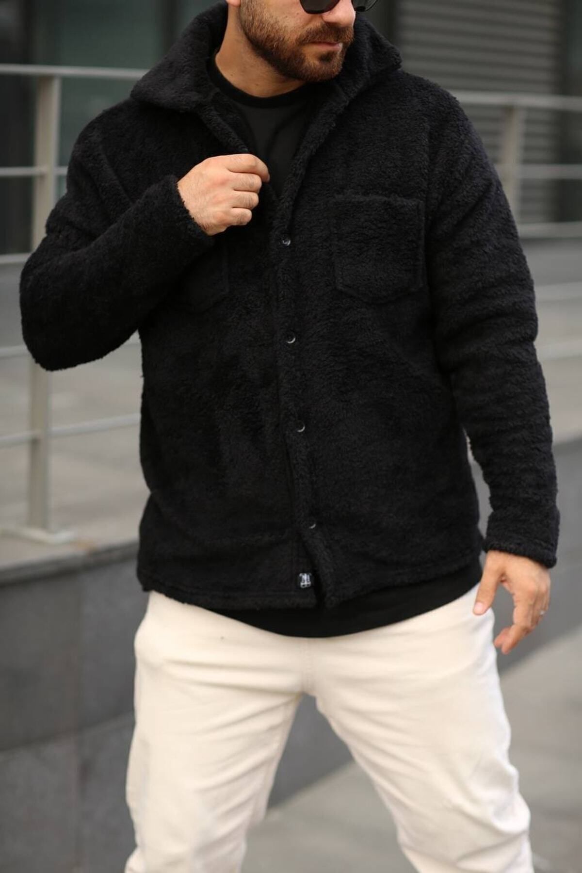 Pelüş Ceket Unisex Normal Kalıp Cep Detaylı Pelüş Ceket Unisex Normal Kalıp Cep Detaylı