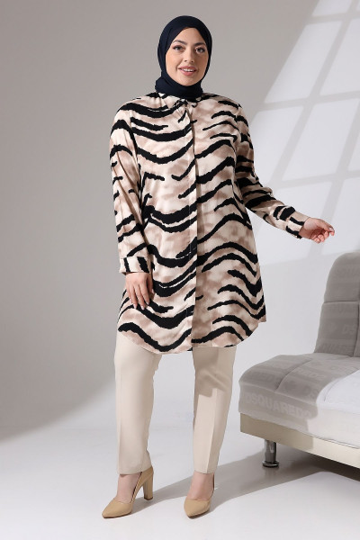 Viskon Tunik Sarmal Zebra Desen Düğmeli Tunik Pamuklu Tunik Diz Üstü Tunik Viskon Tunik Sarmal Zebra Desen Düğmeli Tunik Pamuklu Tunik Diz Üstü Tunik
