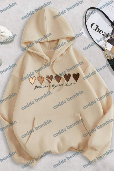 Unisex Kalp Baskılı Oversize Unisex Kalp Baskılı Oversize