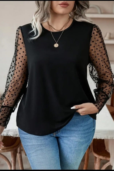 Kolları Tül Detaylı Bluz