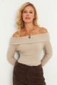 Kadın Taş Madonna Yaka Kaşkorse Bluz XL2210 Kadın Taş Madonna Yaka Kaşkorse Bluz XL2210