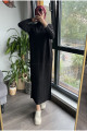 Oversize Bol Kesim Yarım Balıkçı Yaka Fitilli Triko Tesettür Elbise 38-44 Beden Arası Oversize Bol Kesim Yarım Balıkçı Yaka Fitilli Triko Tesettür Elbise 38-44 Beden Arası