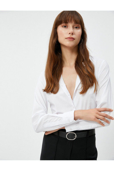Slim Fit Gömlek Uzun Kollu Düğmeli Basic Slim Fit Gömlek Uzun Kollu Düğmeli Basic