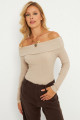 Kadın Taş Madonna Yaka Kaşkorse Bluz XL2210 Kadın Taş Madonna Yaka Kaşkorse Bluz XL2210
