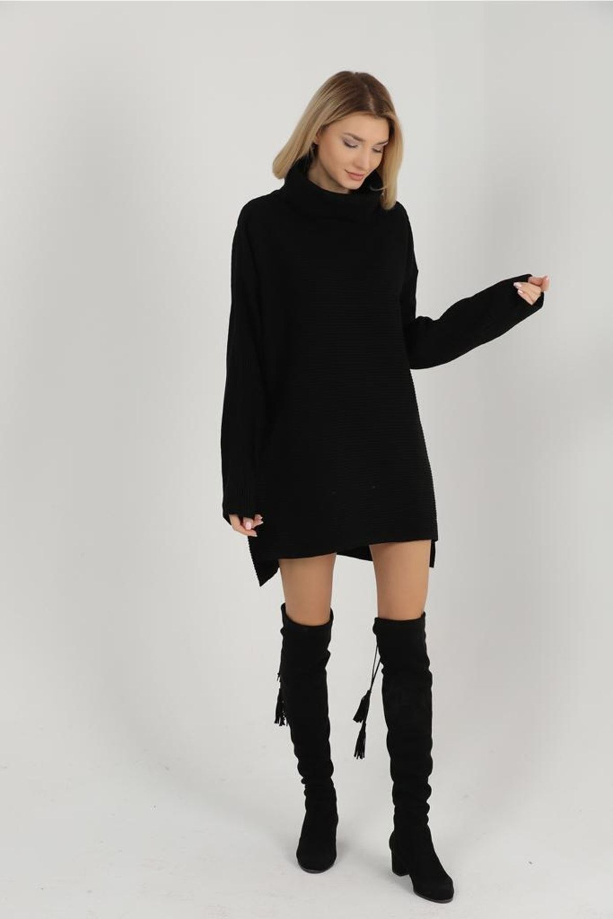 Şal Yaka Triko Elbise Şal Yaka Triko Elbise