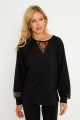 Kadın Siyah Dantel Detaylı Sweatshirt EY2906 Kadın Siyah Dantel Detaylı Sweatshirt EY2906