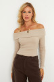 Kadın Taş Madonna Yaka Kaşkorse Bluz XL2210 Kadın Taş Madonna Yaka Kaşkorse Bluz XL2210