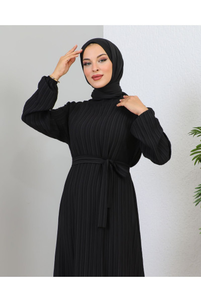 Lara Kuşaklı Elbise Siyah Lara Kuşaklı Elbise Siyah