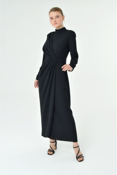 Kruvaze Detaylı Krep Elbise