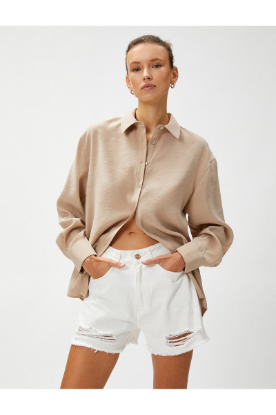 Sırt Detaylı Modal Gömlek Uzun Kollu Sırt Detaylı Modal Gömlek Uzun Kollu