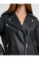 Oversize Biker Ceket Suni Deri Fermuarlı Oversize Biker Ceket Suni Deri Fermuarlı