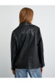 Oversize Biker Ceket Suni Deri Fermuarlı Oversize Biker Ceket Suni Deri Fermuarlı
