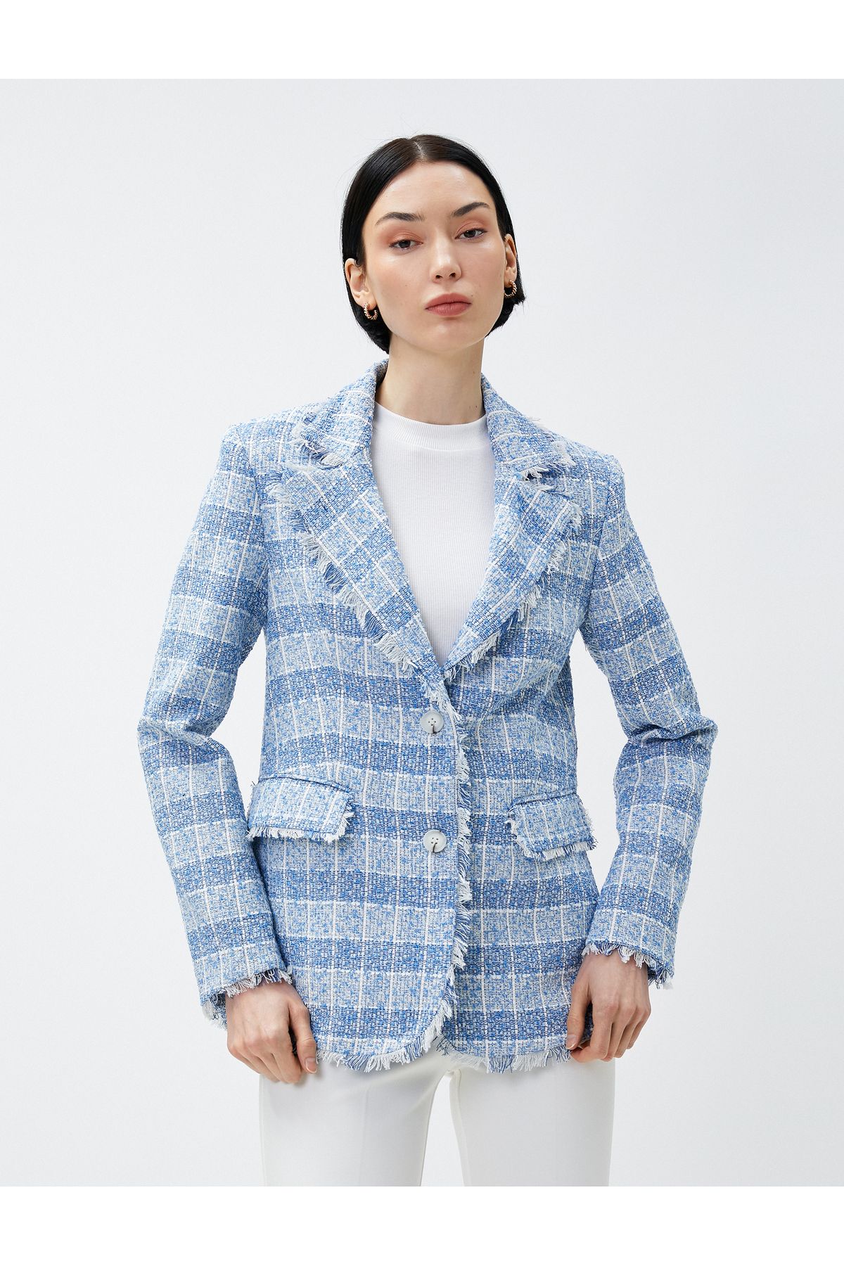 Püskül Detaylı Blazer Ceket Düğmeli Püskül Detaylı Blazer Ceket Düğmeli