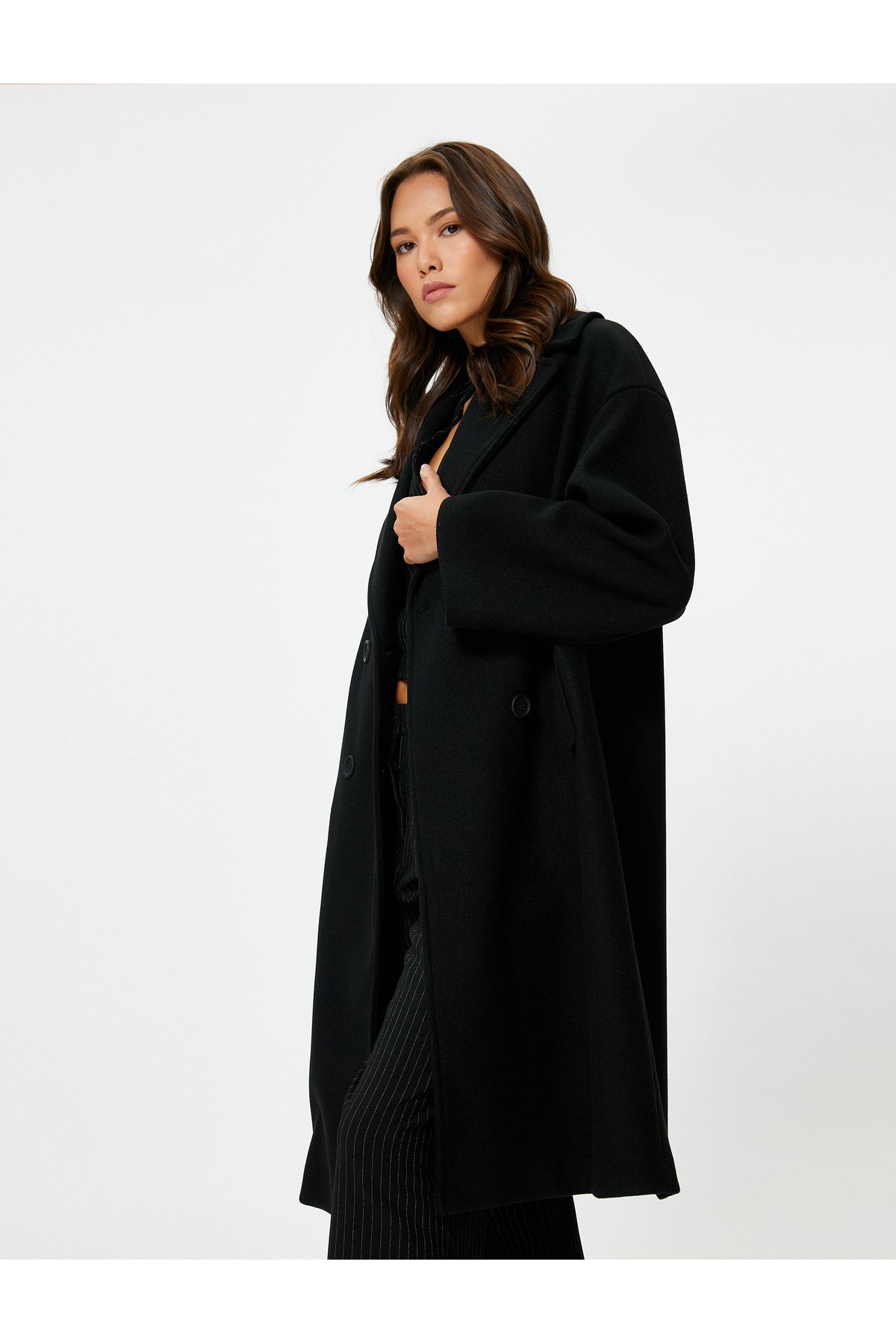 Kaşe Oversize Kaban Kruvaze Düğmeli Uzun Boy Kaşe Oversize Kaban Kruvaze Düğmeli Uzun Boy