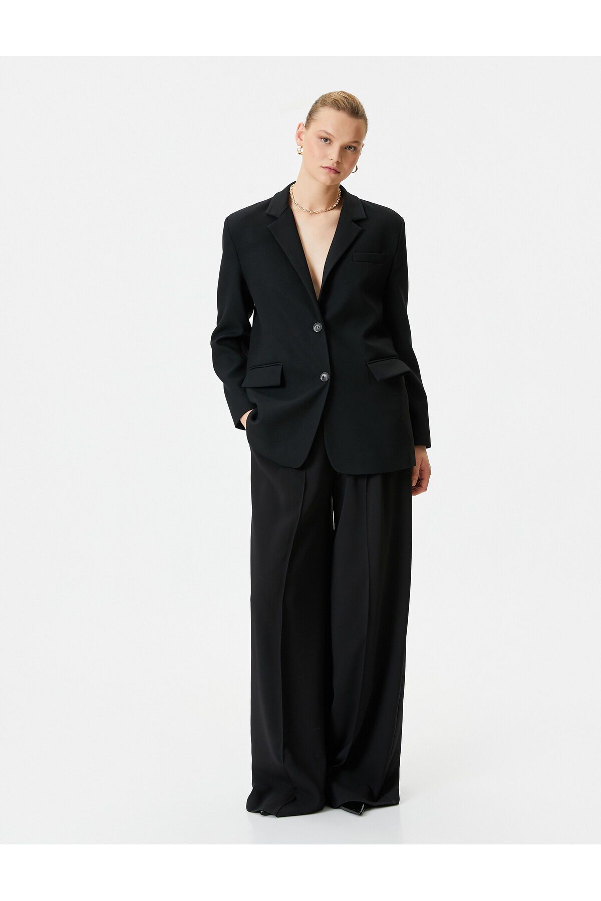 Klasik Blazer Ceket Düğmeli Kapaklı Cepli Klasik Blazer Ceket Düğmeli Kapaklı Cepli