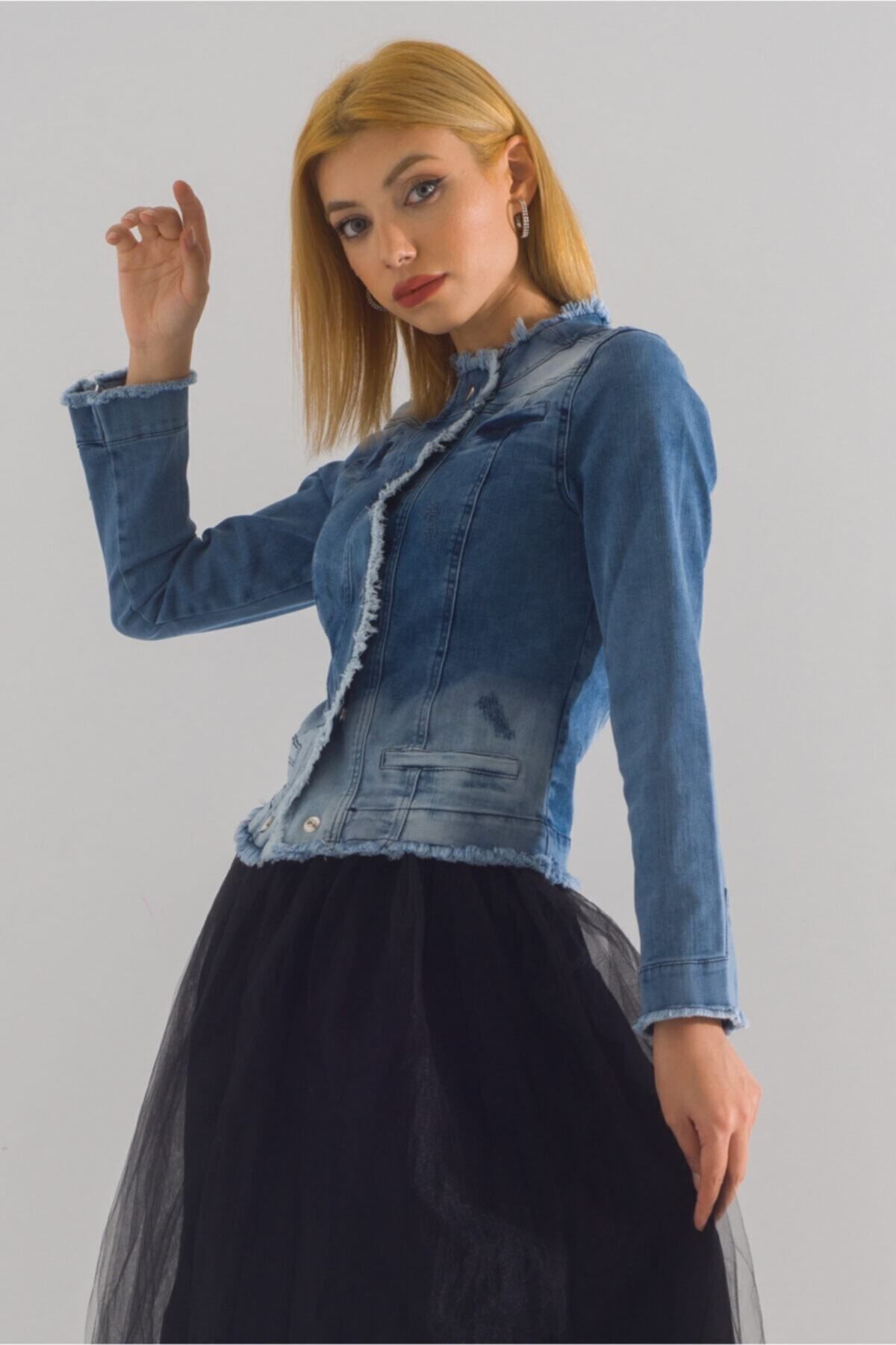 Strech Çıt Çıtlı Slim Fit Denim Ceket Strech Çıt Çıtlı Slim Fit Denim Ceket