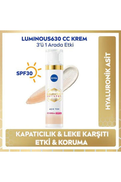 Luminous630 Koyu Leke Karşıtı SPF30 CC Yüz Kremi Açık Ton 40 ml Luminous630 Koyu Leke Karşıtı SPF30 CC Yüz Kremi Açık Ton 40 ml