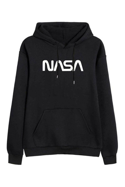 Unisex Siyah Nasa Baskılı Kapüşonlu Sweatshirt Unisex Siyah Nasa Baskılı Kapüşonlu Sweatshirt