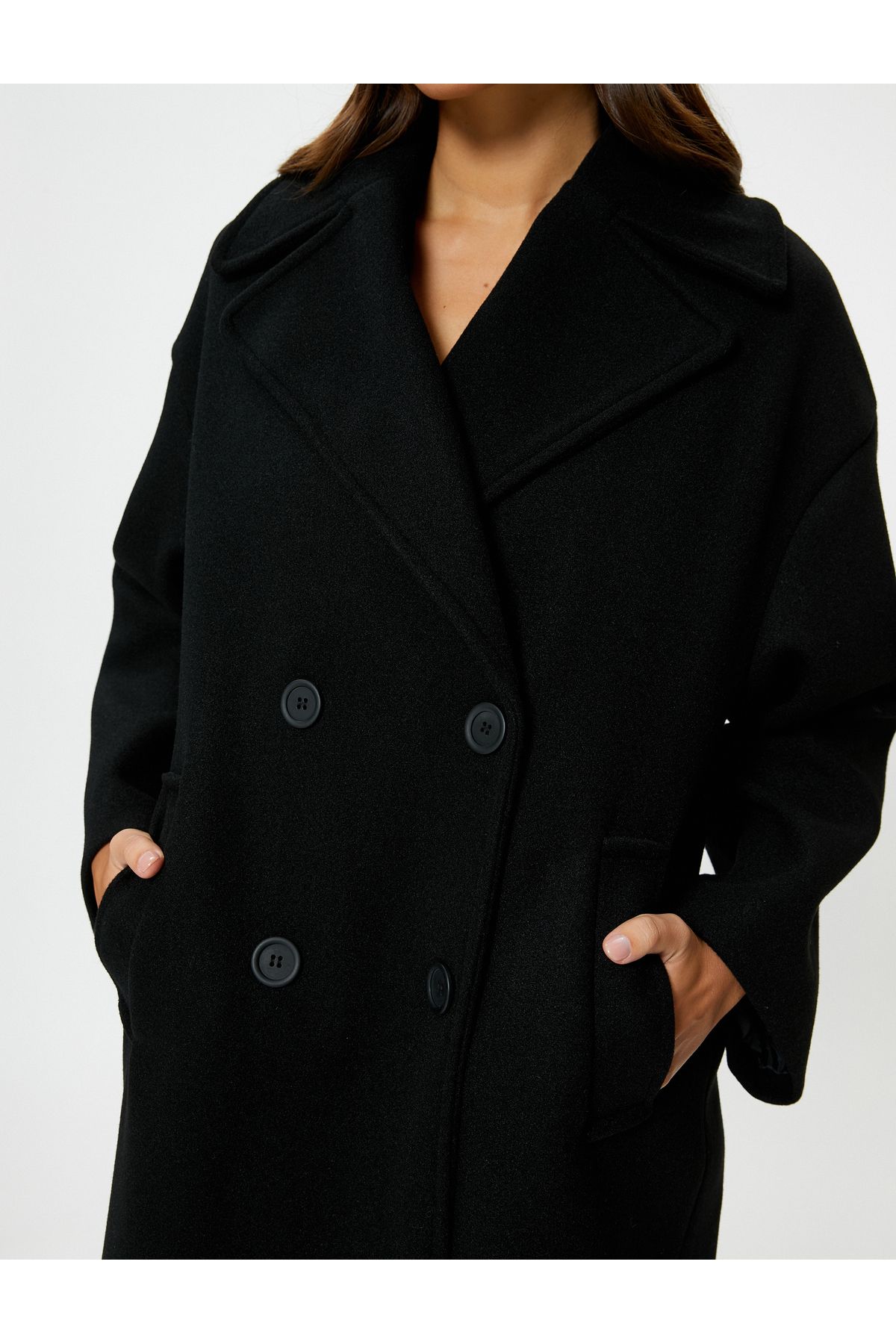 Kaşe Oversize Kaban Kruvaze Düğmeli Uzun Boy Kaşe Oversize Kaban Kruvaze Düğmeli Uzun Boy