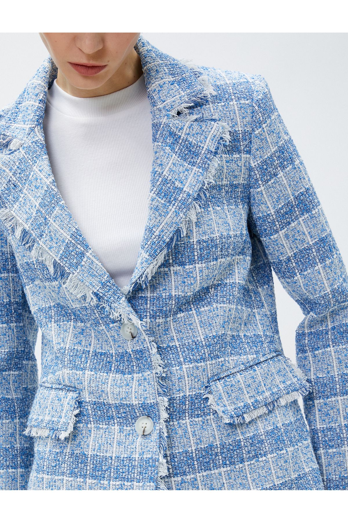 Püskül Detaylı Blazer Ceket Düğmeli Püskül Detaylı Blazer Ceket Düğmeli