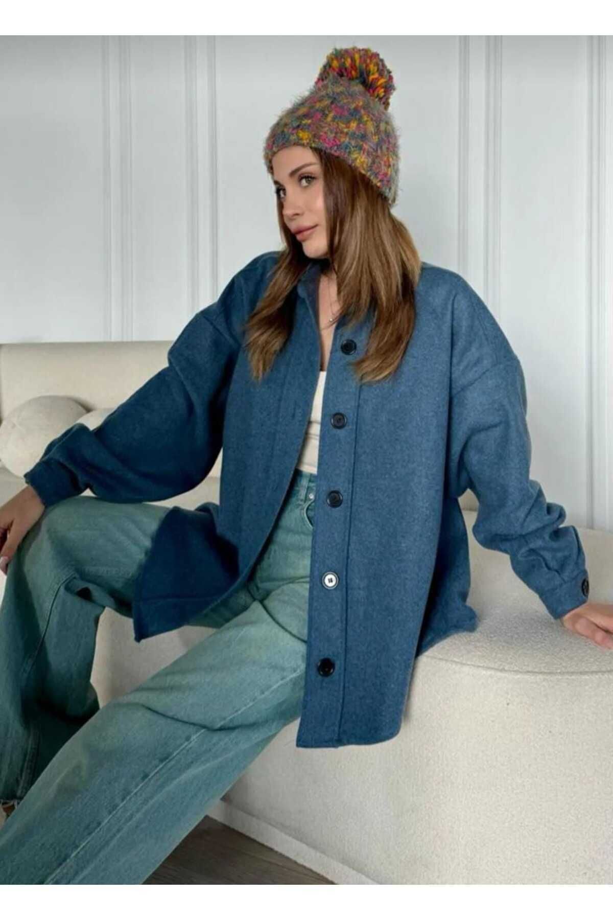 Kaşe Kumaş Oversize Gömlek Ceket Kaşe Kumaş Oversize Gömlek Ceket