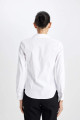 Regular Fit Bengalin Dokuma Uzun Kollu Basic Beyaz Gömlek I5278az24au