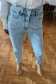 Mavi Taşlı Yüksek Bel Mom Fit Jean Mavi Taşlı Yüksek Bel Mom Fit Jean