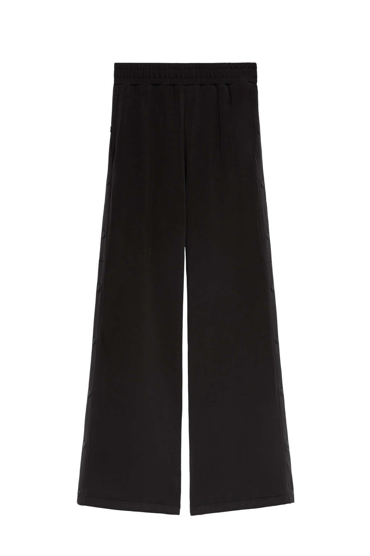 Yumuşak dokulu çıtçıtlı modal wide leg pantolon Yumuşak dokulu çıtçıtlı modal wide leg pantolon