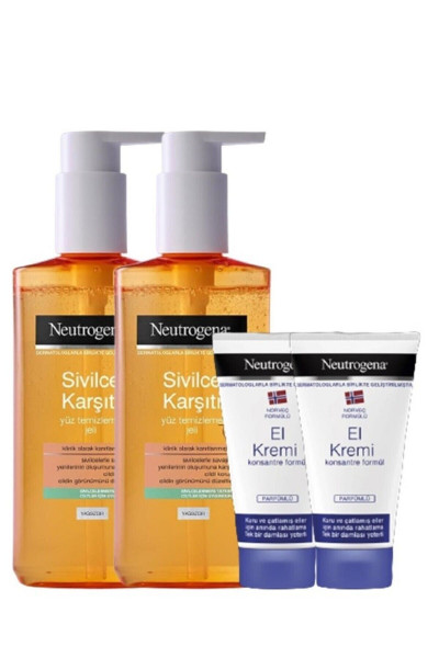 Sivilce Karşıtı Yüz Temizleme Jeli 200 ml * 2 Adet & El Kremi 50 ml Parfümlü Norveç Formülü * 2 adet Sivilce Karşıtı Yüz Temizleme Jeli 200 ml * 2 Adet & El Kremi 50 ml Parfümlü Norveç Formülü * 2 adet
